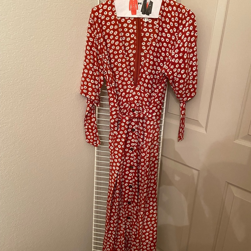 Faithful the brand Nina orange floral dress 8